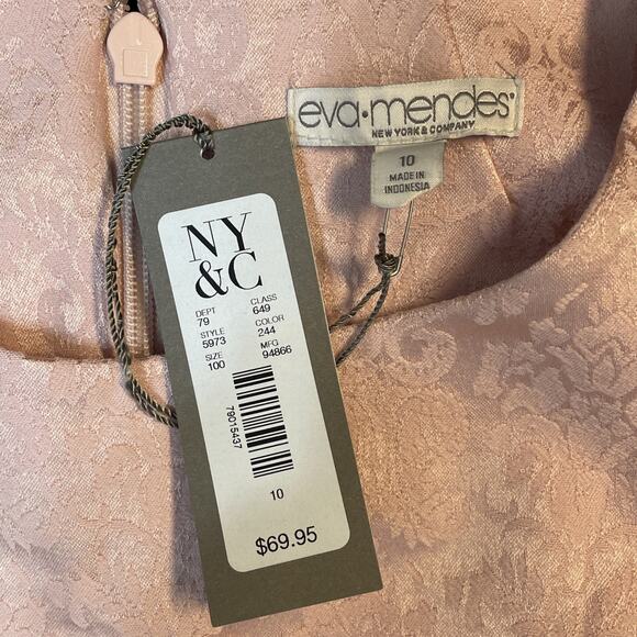 EVA MENDES New York & Co size 10 Sleeveless Damask DRESS Lined Stretch PINK NWT - Picture 15 of 16